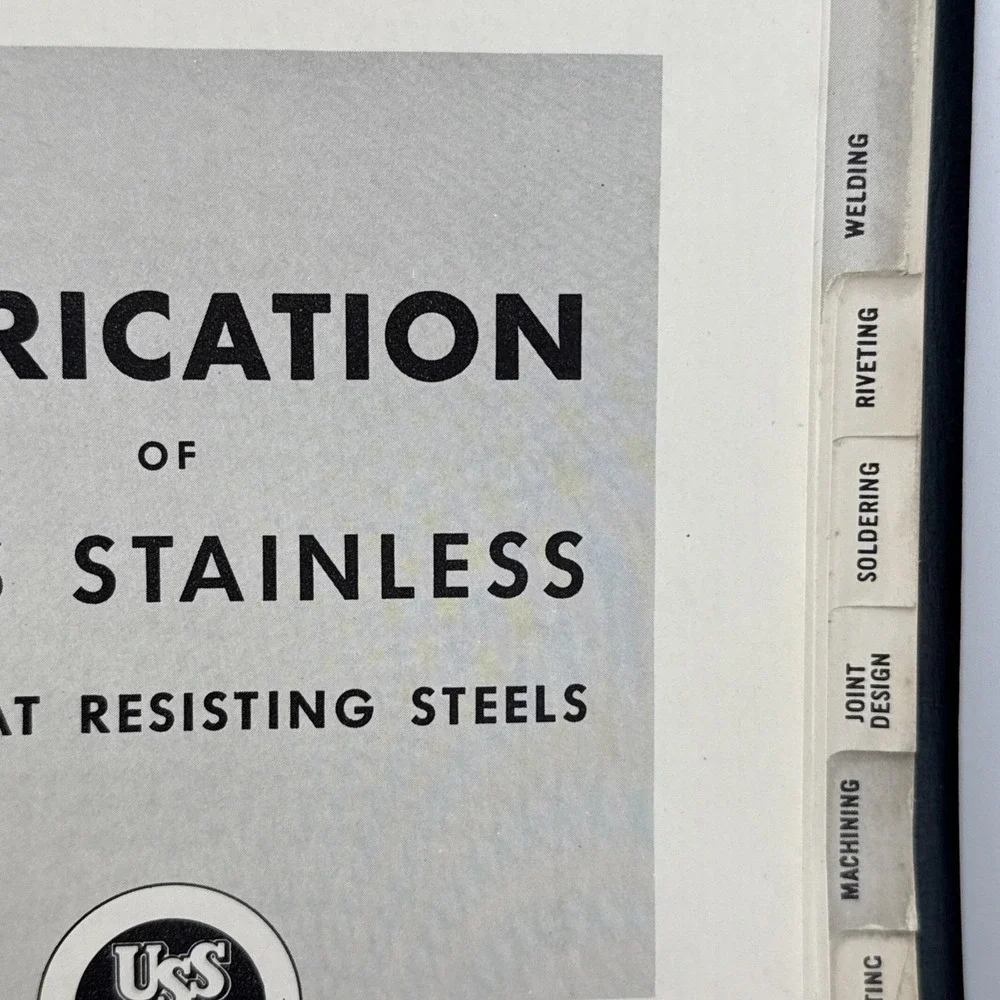 Vintage US Steel USS Fabrication‎ Stainless & Heat Resisting 1953 Leather Bound